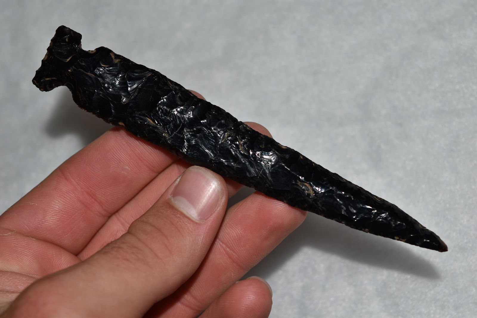 5 1/2" Obsidian Side Notch, glued, California (1 of 7)