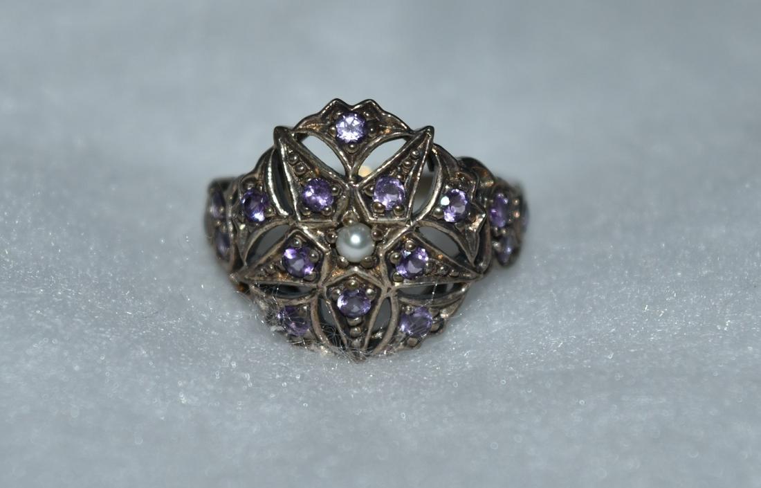 Natural Amethyst and Seed Pearl .925 Sterling Silver (1 of 5)