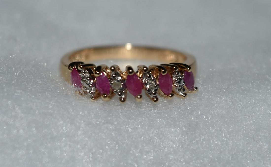Ruby and Diamond 14k Gold over Sterling Silver Ring, (1 of 5)