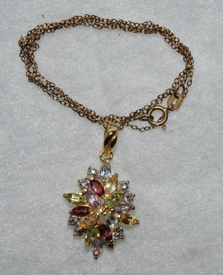 Multi Semi Precious stone Necklace, 18K Gold over .925 (1 of 5)