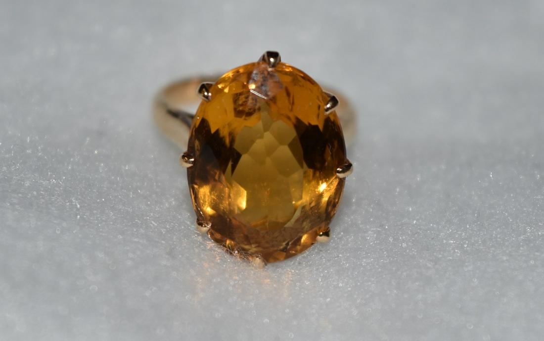 12 ct Citrine 18 K Gold Ring, Size 5 3/4" (1 of 5)