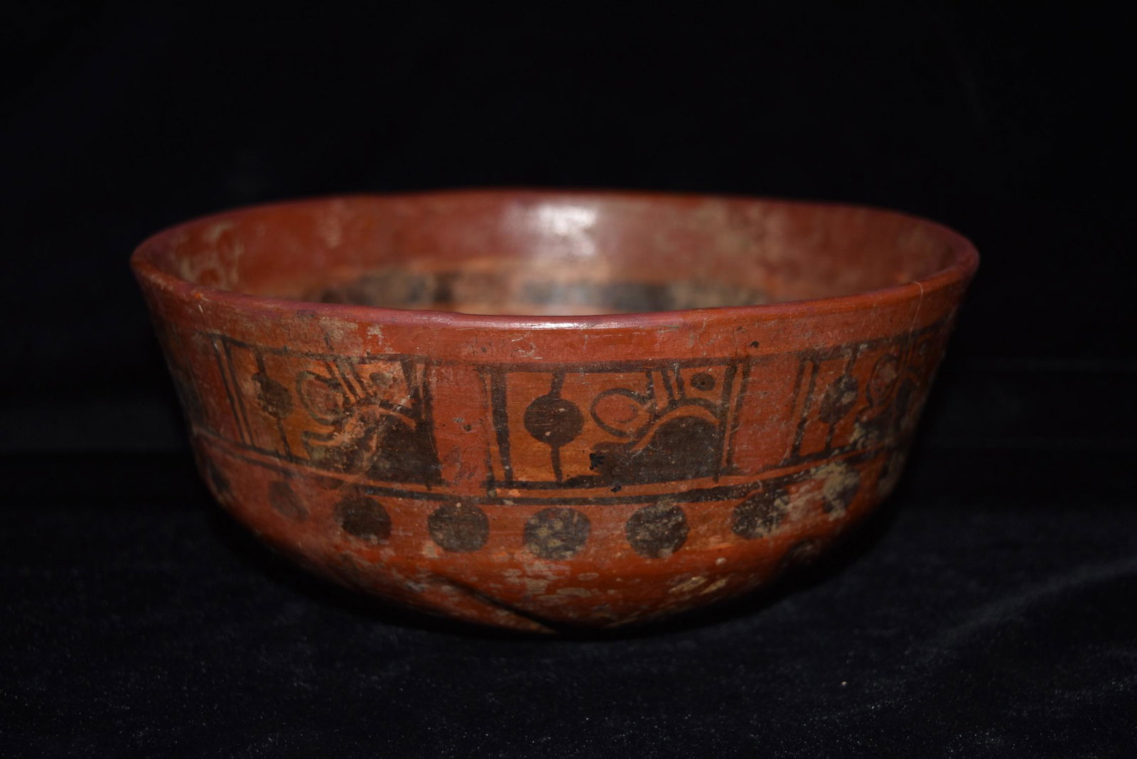 8 1/2" D Mayan Painted Vessel, Painted Interior & (1 of 8)