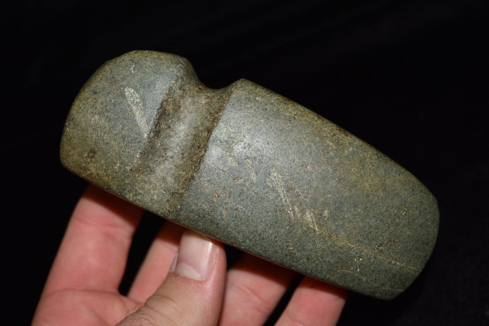 4 7/8" 3/4 Groove Green Stone Axe, Great (1 of 8)