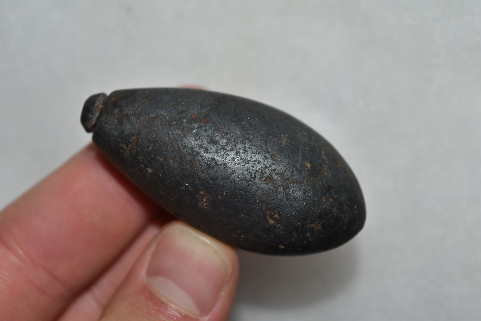 2 1/2" Grooved Hematite Plummet, Greene Co, Illinois (1 of 5)