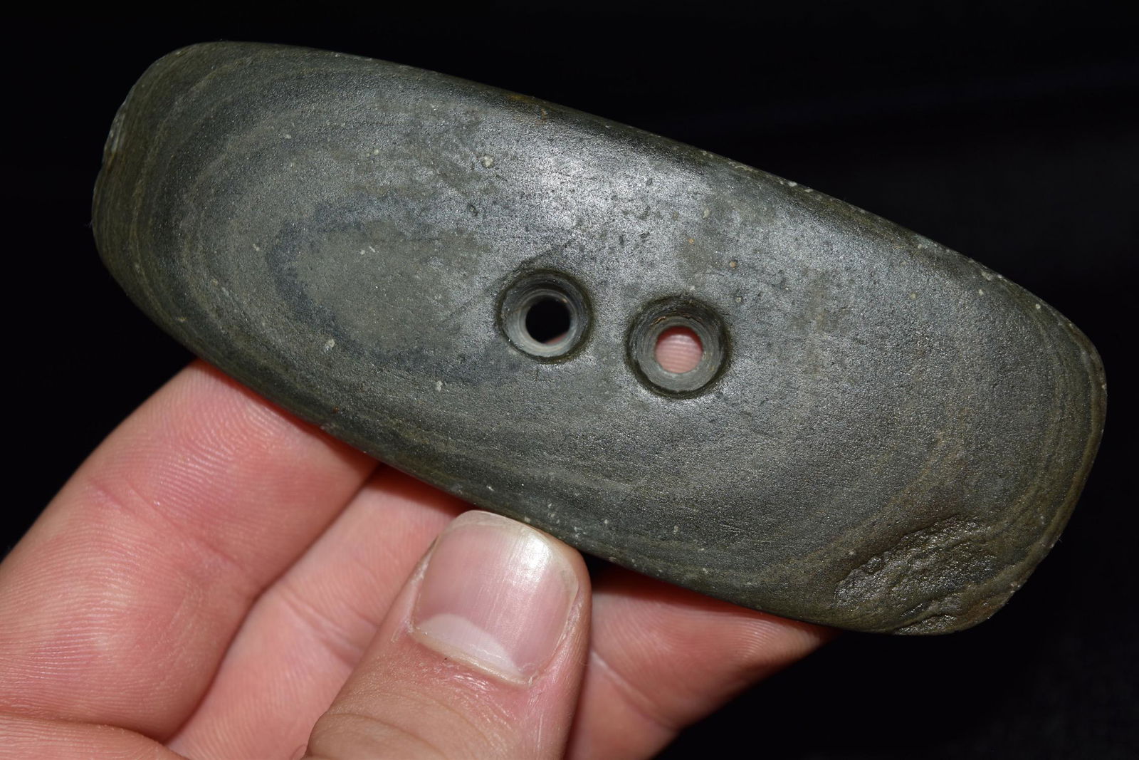 2 1/8" 2 Hole Gorget, Adams Co, Illinois (1 of 6)