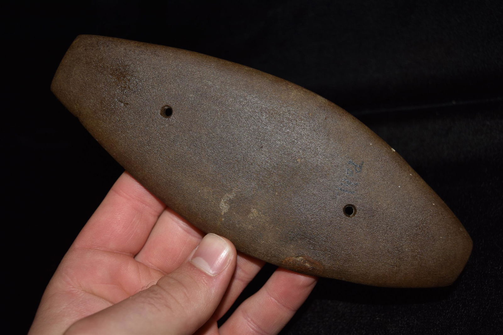 7 1/8" Large 2 Hole Gorget, Posey Co, Indiana (1 of 7)