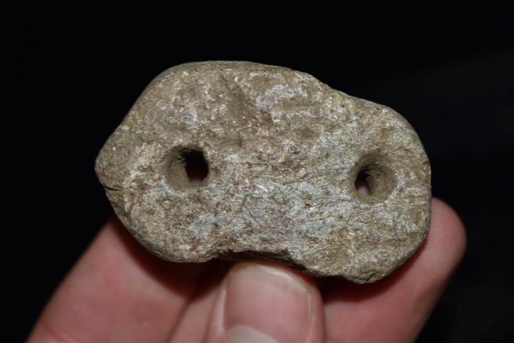 2 1/4" 2 Hole Gorget, Appalachian steatite, Hancock Co, (1 of 4)