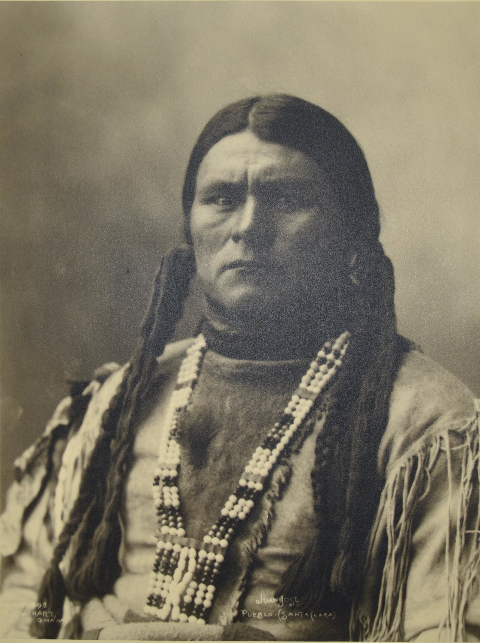 Juan Jose, Santa Clara Pueblo Photo Print, Late: Juan Jose, Santa Clara Pueblo Photo Print, Late 1800s-Early 1900s First Edition Print, Rinehart-Marsden Omaha, 19" x 14"