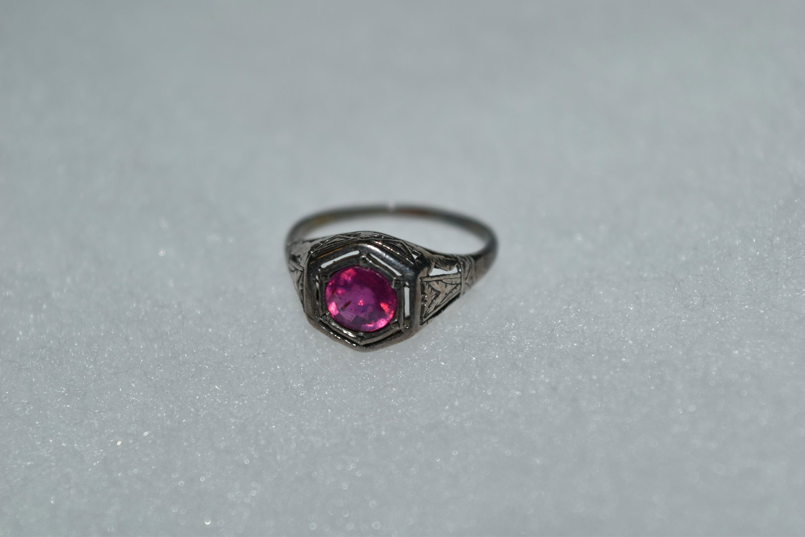 Natural ruby in fancy sterling silver ring. Size 5 3/4: Natural ruby in fancy sterling silver ring. Size 5 3/4
