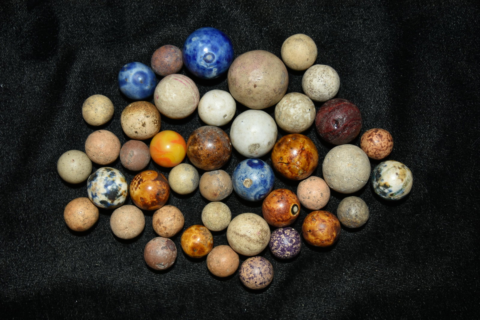 Collection of Vintage Marbles including Bennington &: Collection of Vintage Marbles including Bennington & Clay
