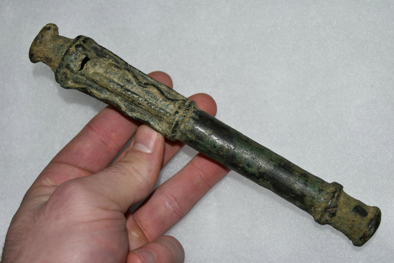 8" Bronze Mace Head, Luristan, Iran, 1000-800 BCE,: 8" Bronze Mace Head, Luristan, Iran, 1000-800 BCE, Small Hairline Crack,