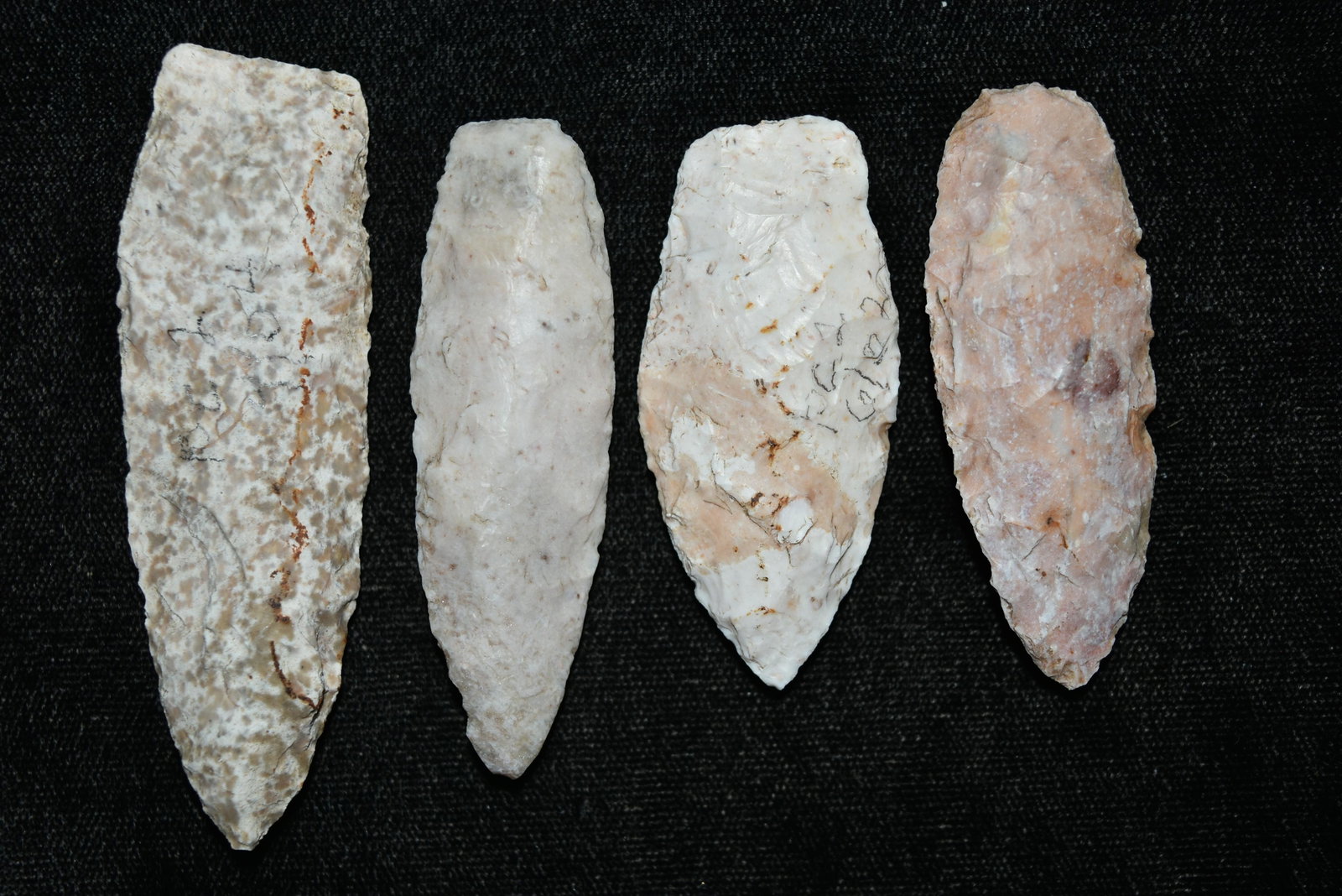 Lot of 4 Karnak Points, Adams/Pike Co, Illinois,: Lot of 4 Karnak Points, Adams/Pike Co, Illinois, Ralls/Pike Co, Missouri, 20 Year Collection of Frank Waelder of Hannibal, Missouri