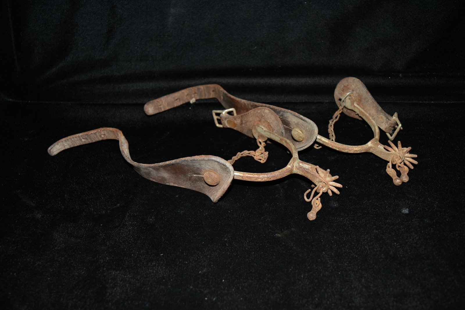 1800s Iron Spurs with Leather Straps: 1800s Iron Spurs with Leather Straps
