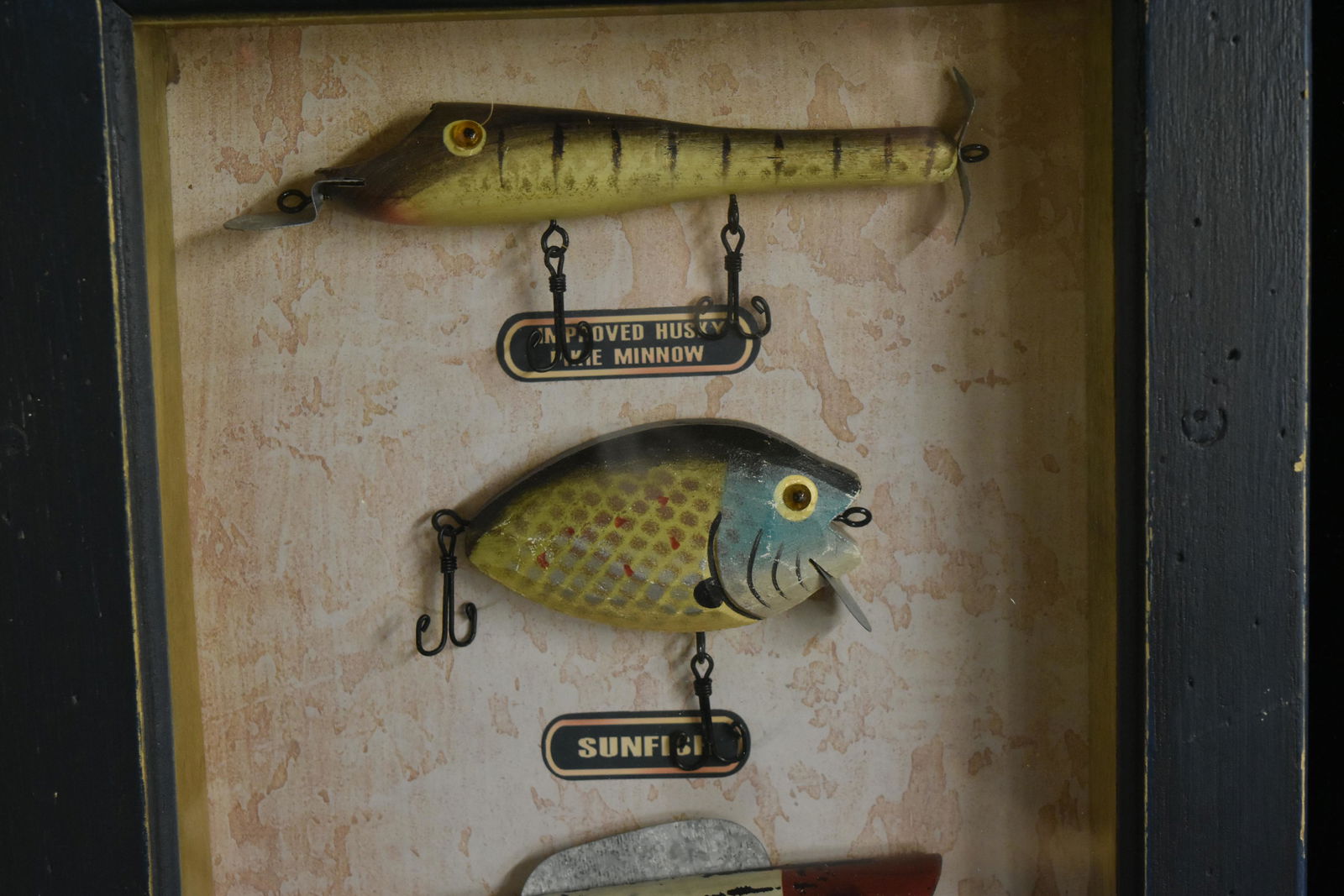 Frame of 5 Vintage Fishing Lures, 20 1/2" x 11" (1 of 3)