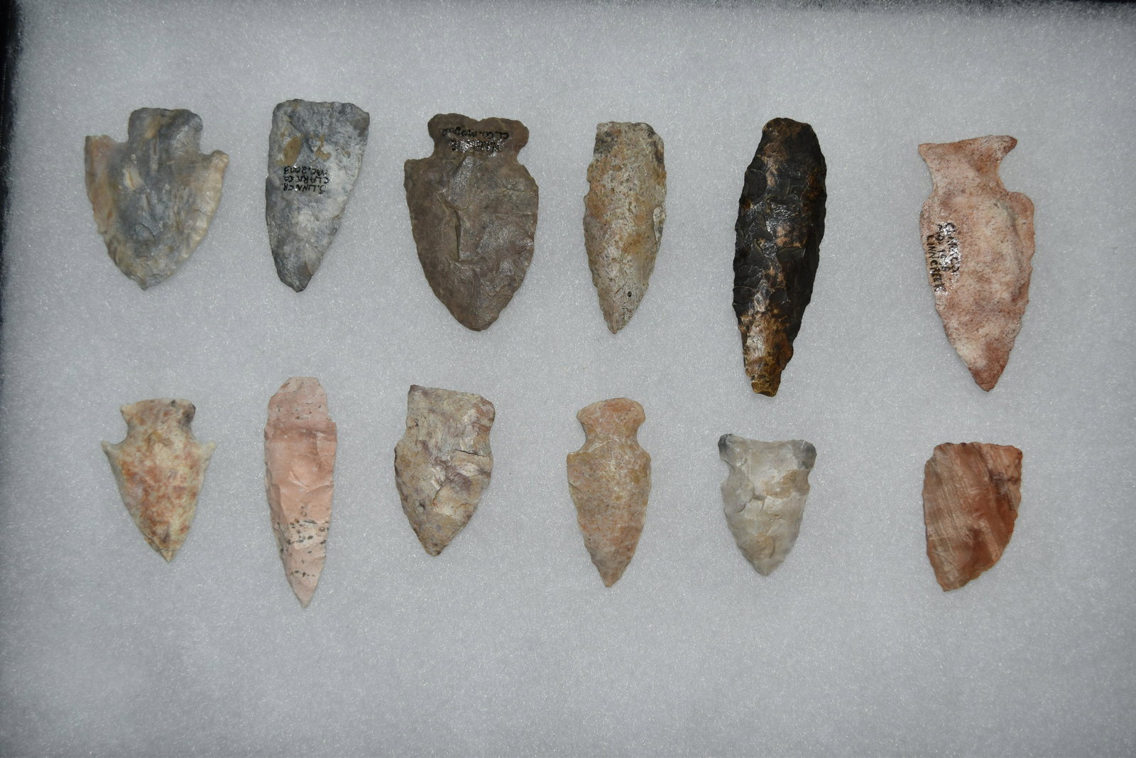Lot of 12 Archaic and Woodland Points, Clark Co,: Lot of 12 Archaic and Woodland Points, Clark Co, Missouri FB Rodney Harvey