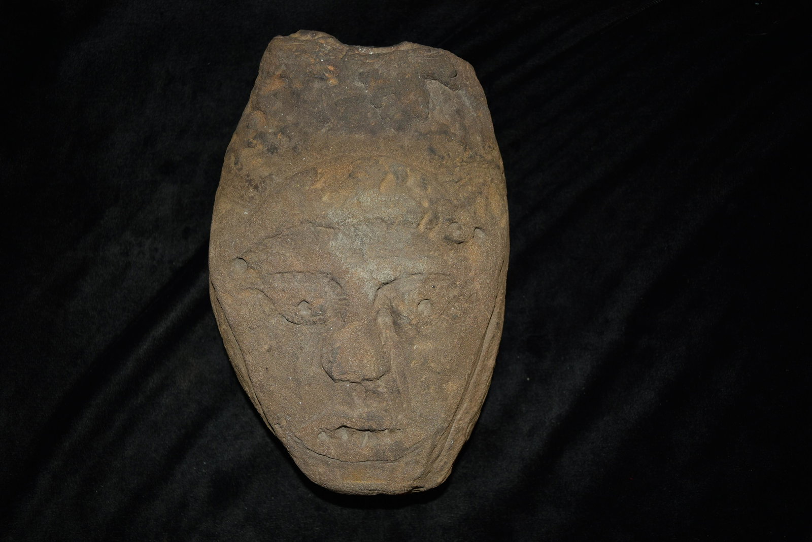 Ceremonial Death Mask, 1500s, Northeast US, 9 3/4": This is a 9 3/4" Ceremonial Death Mask, documented as being from 750 A.D. - 850 A.D. We believe the mask is dated somewhere around the 1500s. Northeast US European. (Documents Attached) This artifact 