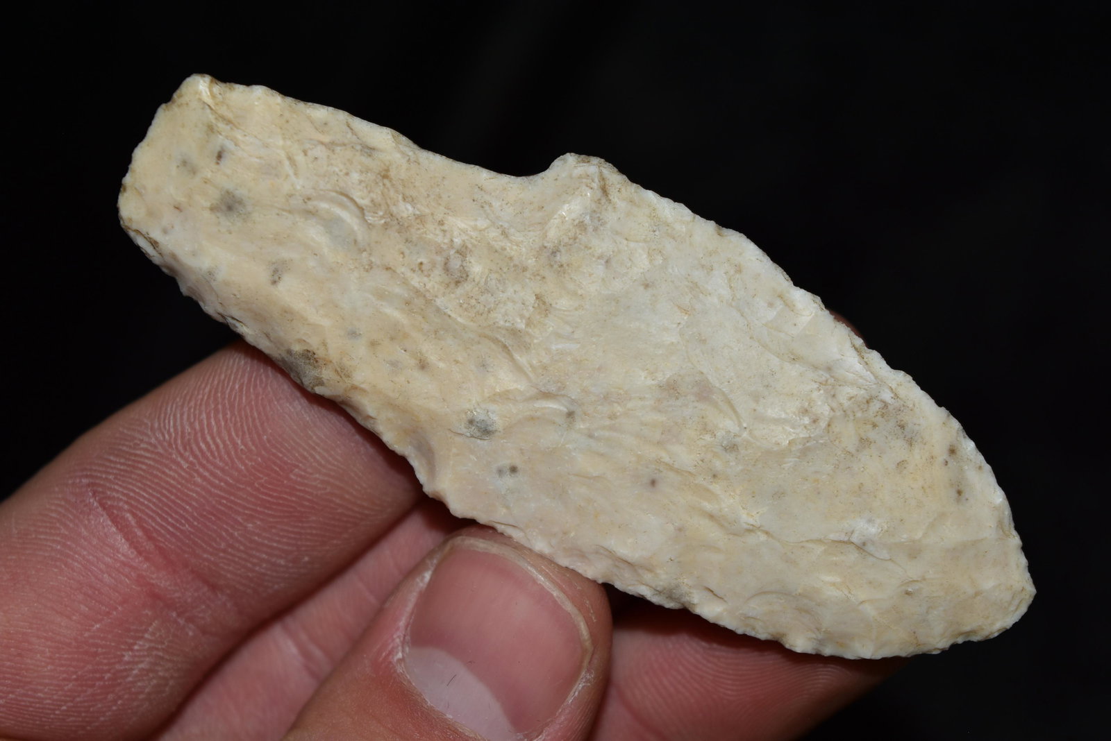 3 3/8" Unique Long Stemmed Adena Point, FB Terry Guinn,: 3 3/8" Unique Long Stemmed Adena Point, FB Terry Guinn, Knox Co, Missouri, Arrowhead, Native American, Artifact