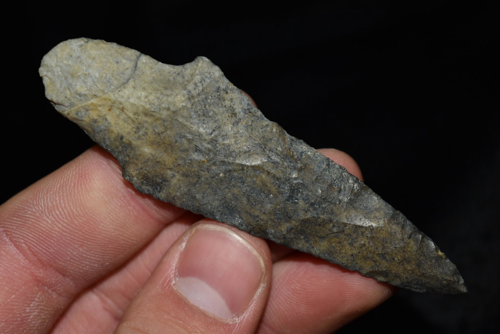 3 11/16" Narrow Stemmed Adena Point, FB Rick Anderson,: 3 11/16" Narrow Stemmed Adena Point, FB Rick Anderson, Clark Co, Missouri, Arrowhead, Native American, Artifact