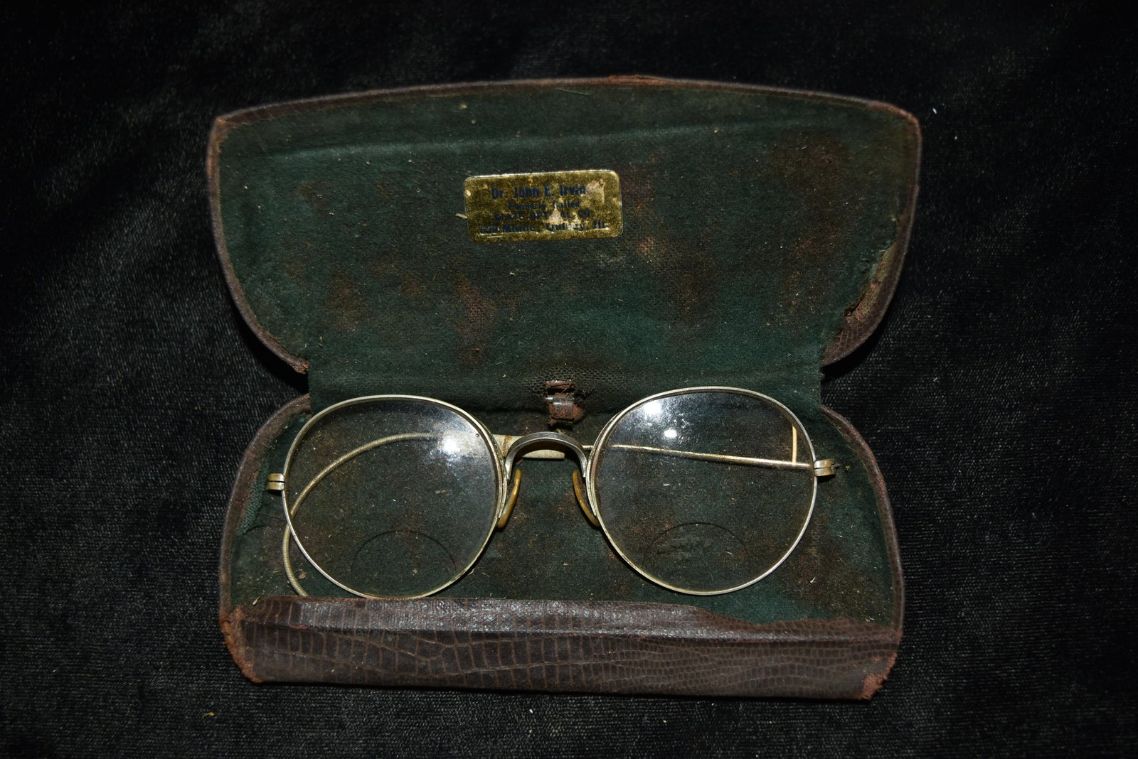 Vintage Glasses in Case, Dr John E Irvine, Formerly: Vintage Glasses in Case, Dr John E Irvine, Formerly called State Optical Co, 629 Maine, Quincy, Illinois