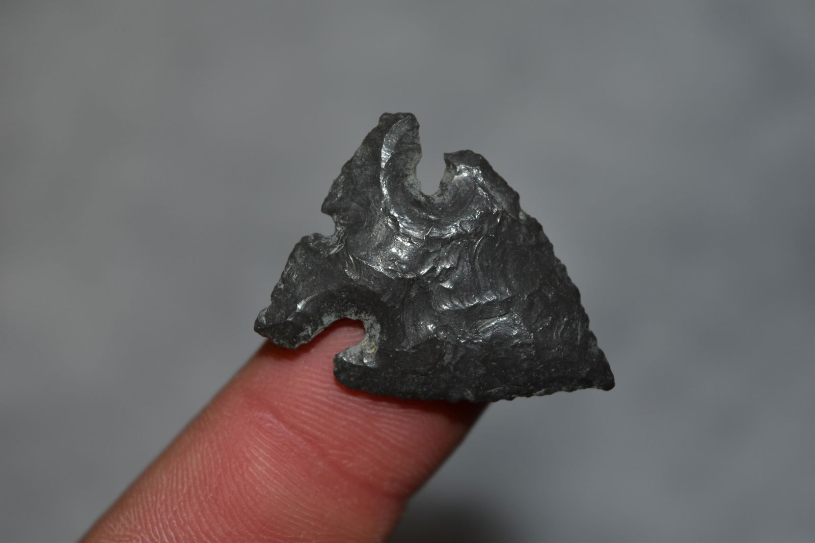 1 1/4" Obsidian Elko Split Stem Point, Lake Co, Oregon, (1 of 4)