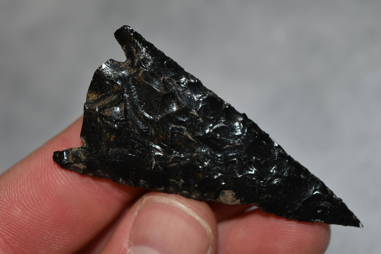 2 1/2" Obsidian Fractured Base Point, Lake Co, Oregon, (1 of 6)