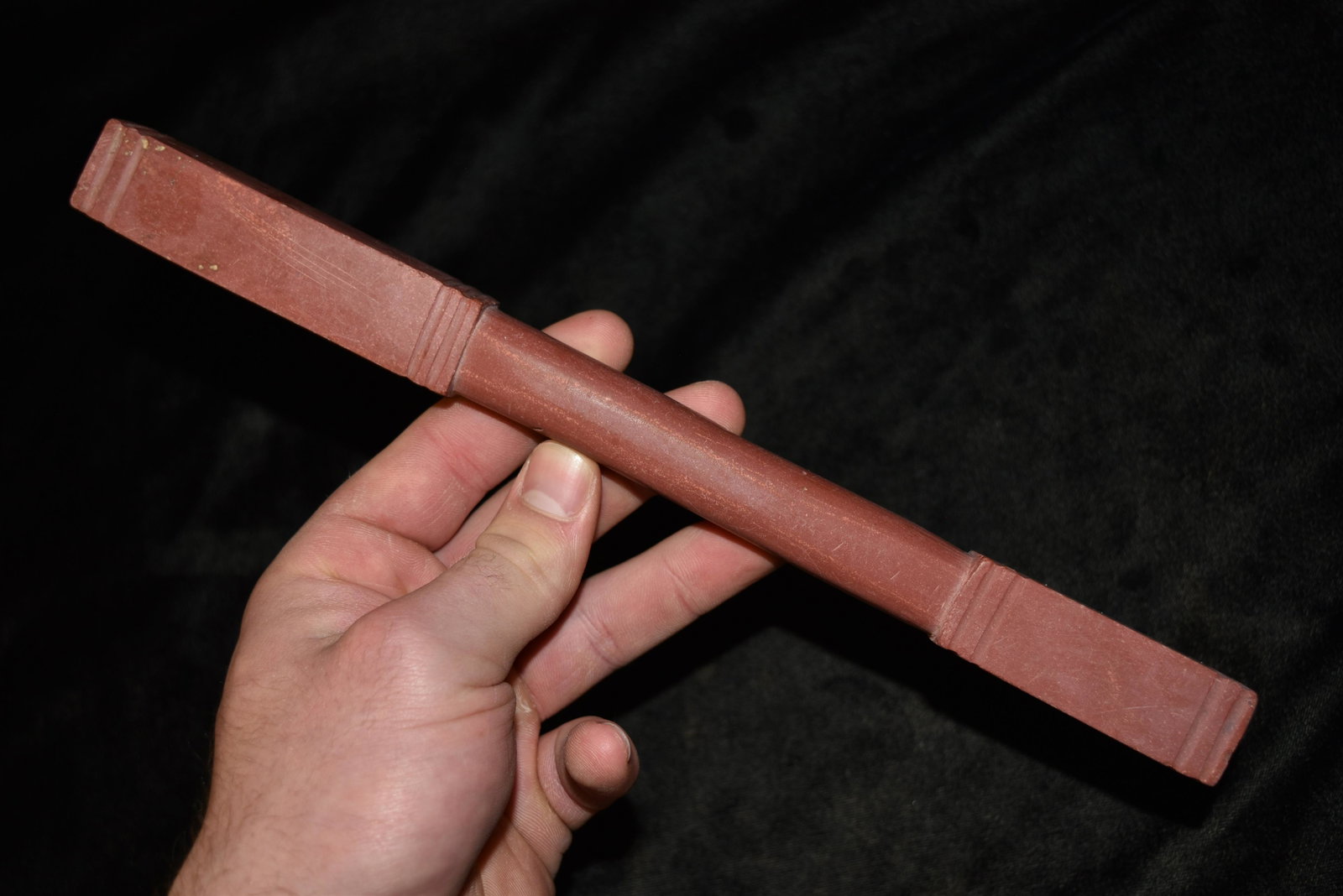 10 7/8" Catlinite Historical Pipe Stem, Late 1800s,: 10 7/8" Catlinite Historical Pipe Stem, Late 1800s, Central Missouri, Arrowhead, Native American Artifact