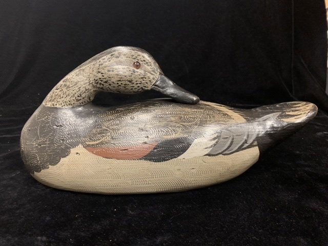 Sleeping Gadwall Mason Duck Decoy w/ Charles Moore Pain: Sleeping Gadwall Mason Duck Decoy w/ Charles Moore Paint