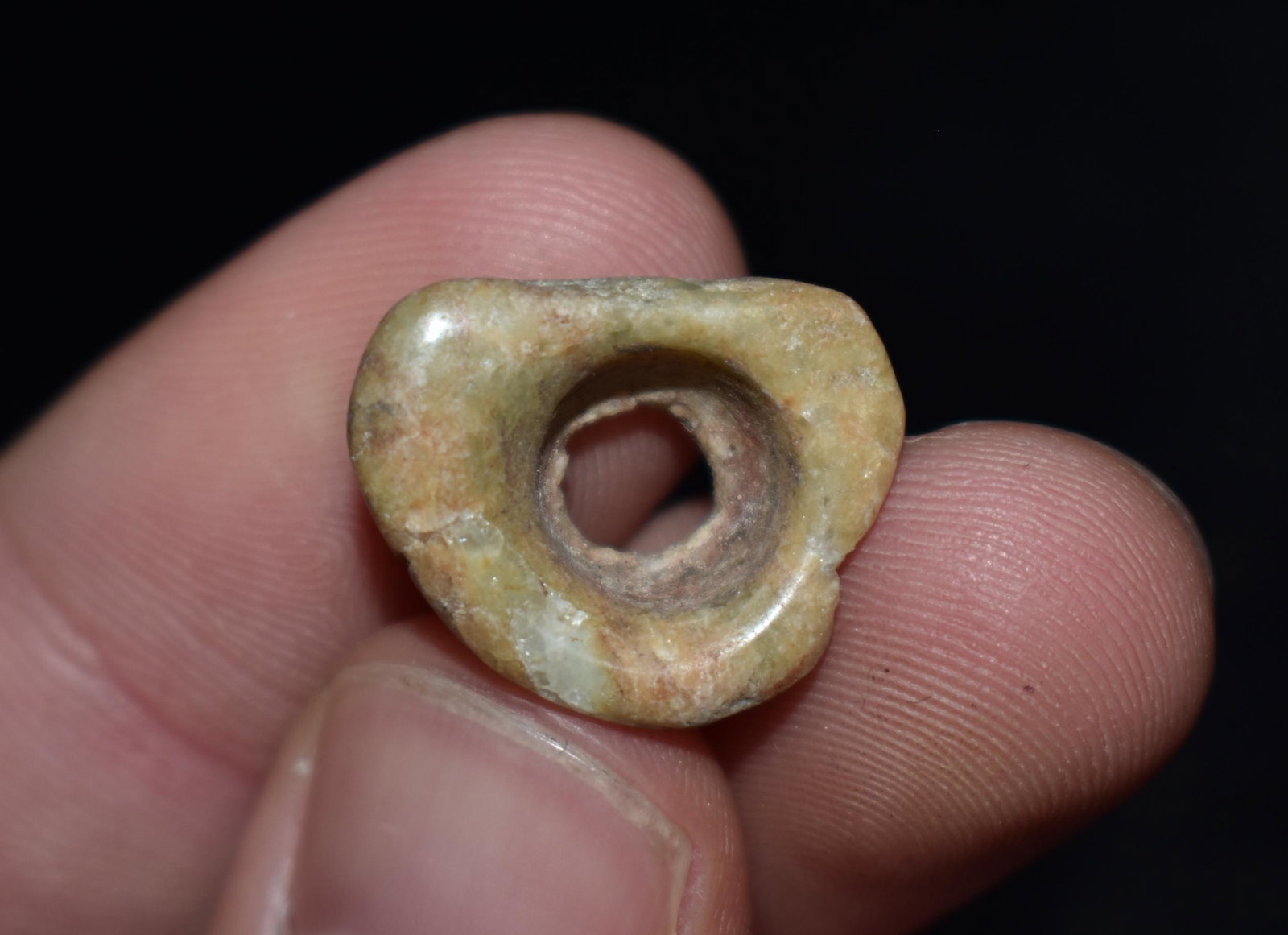 3/4" Pre Columbian Mayan Jade Earspool, Mexico: 3/4" Pre Columbian Mayan Jade Earspool, Mexico