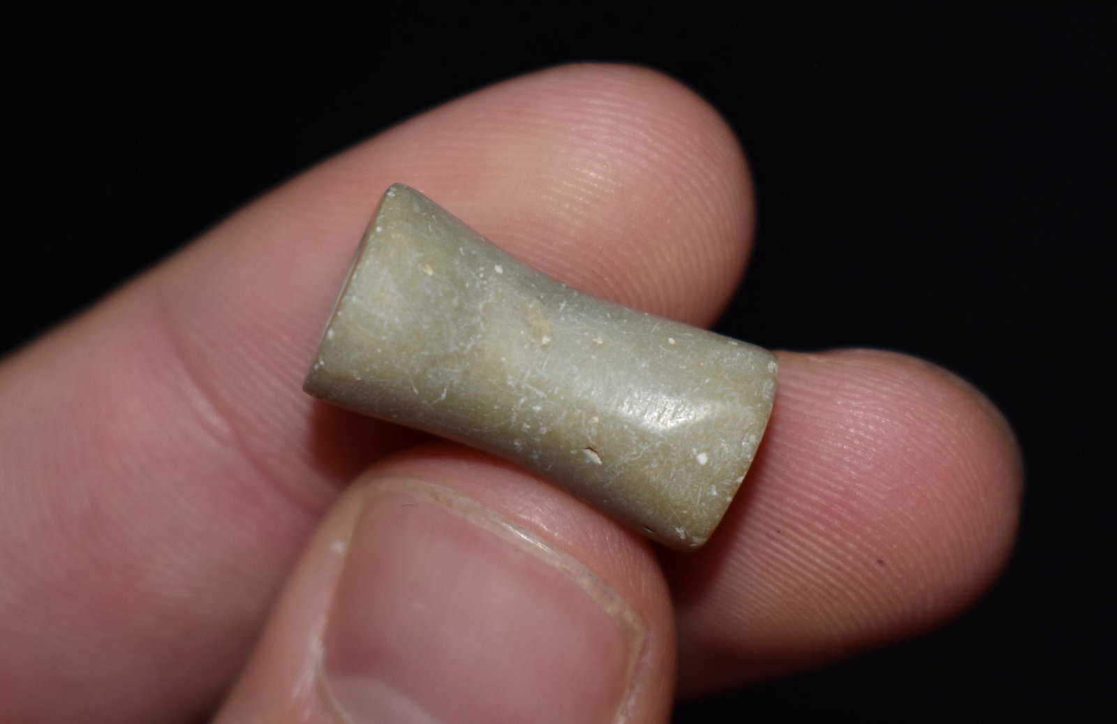 7/8" Pre Columbian Mayan Jade Earspool, Mexico: 7/8" Pre Columbian Mayan Jade Earspool, Mexico
