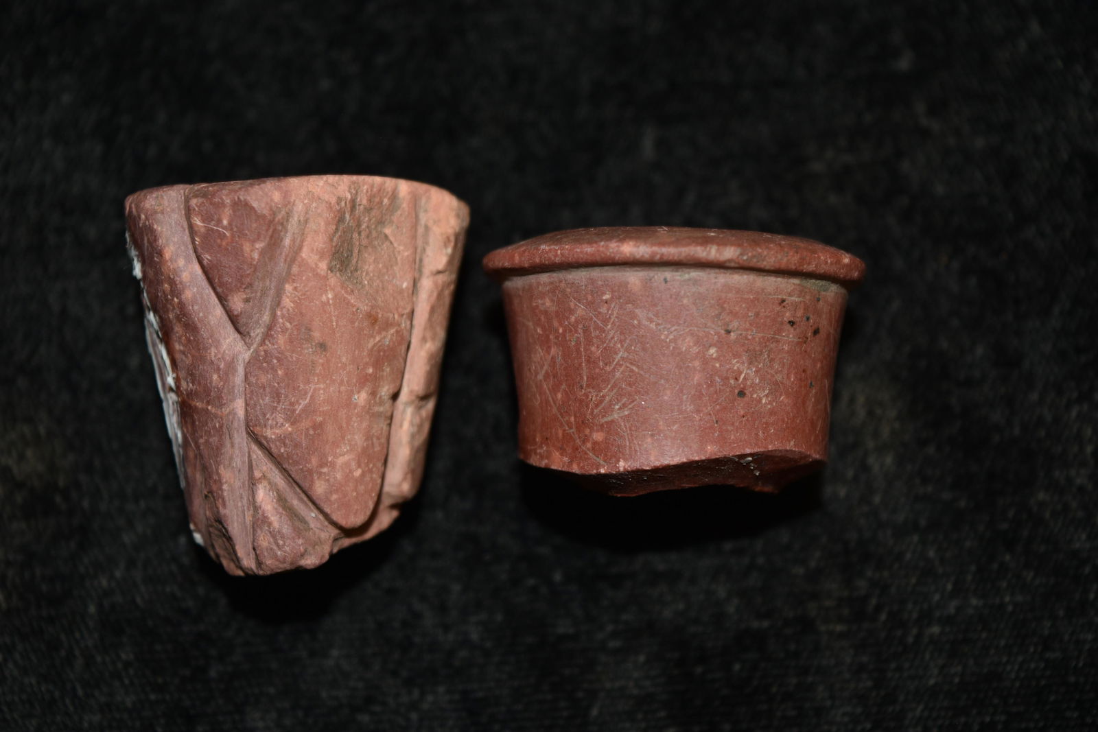 Lot of 2 Catlinite Pipe Stems, Found on Iowaville Site, (1 of 5)