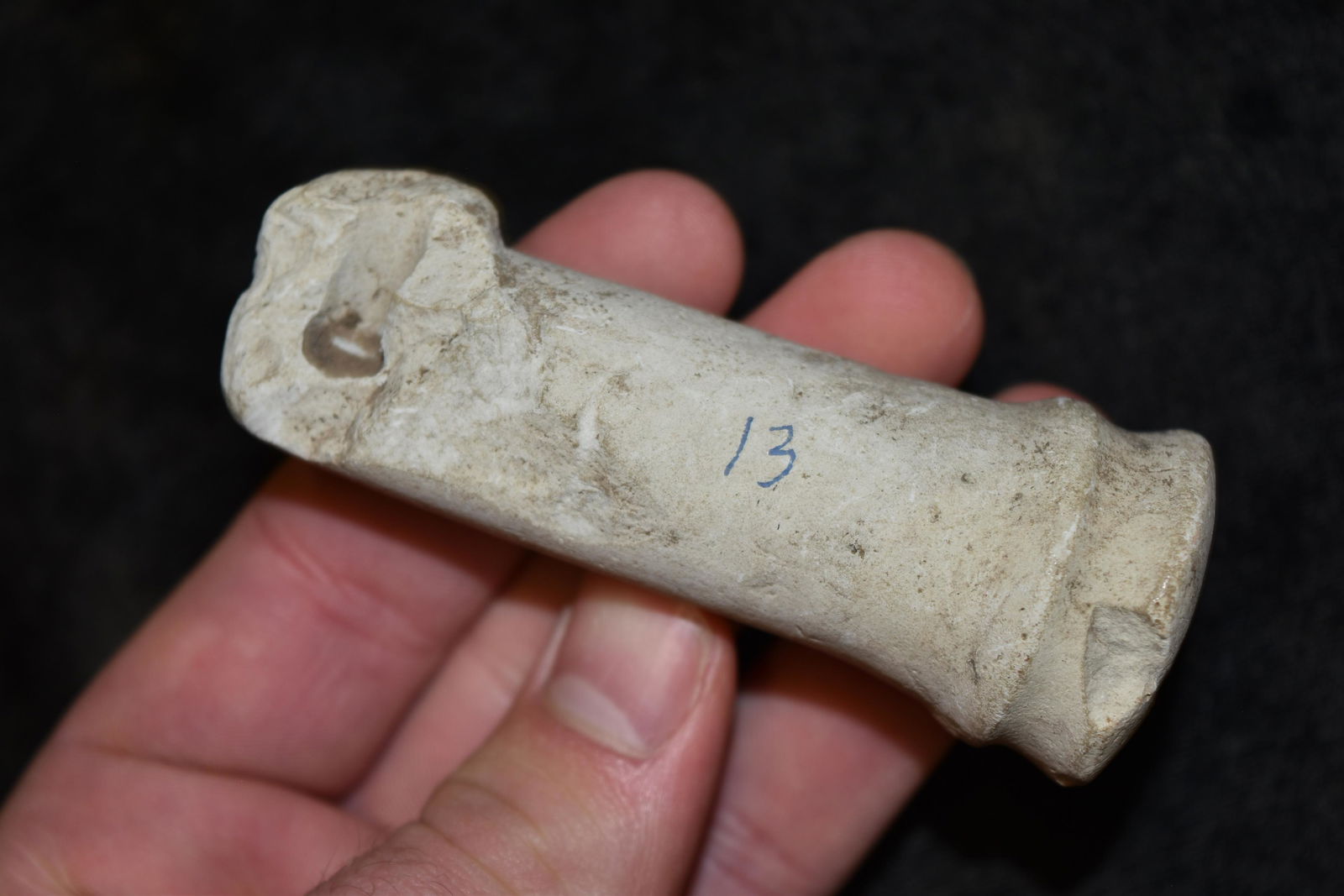 3 3/8" Limestone Pipe Stem, Found on Iowaville Site, (1 of 6)