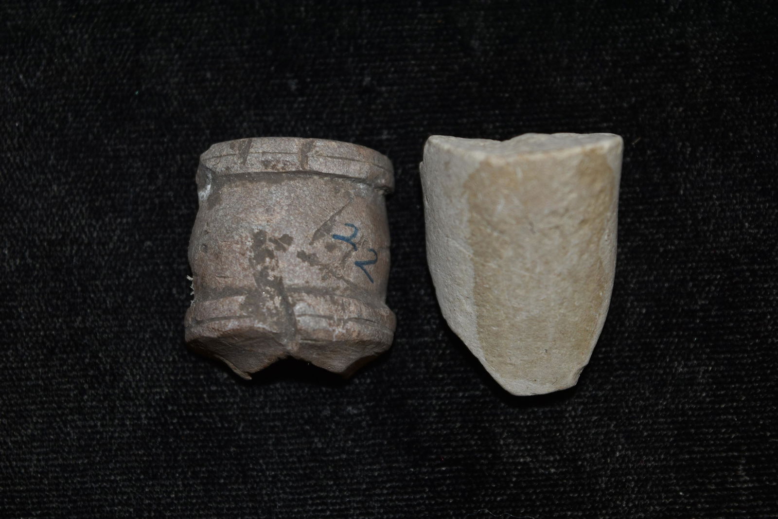 Lot of 2 Limestone Pipe Pieces, Found on Iowaville (1 of 3)