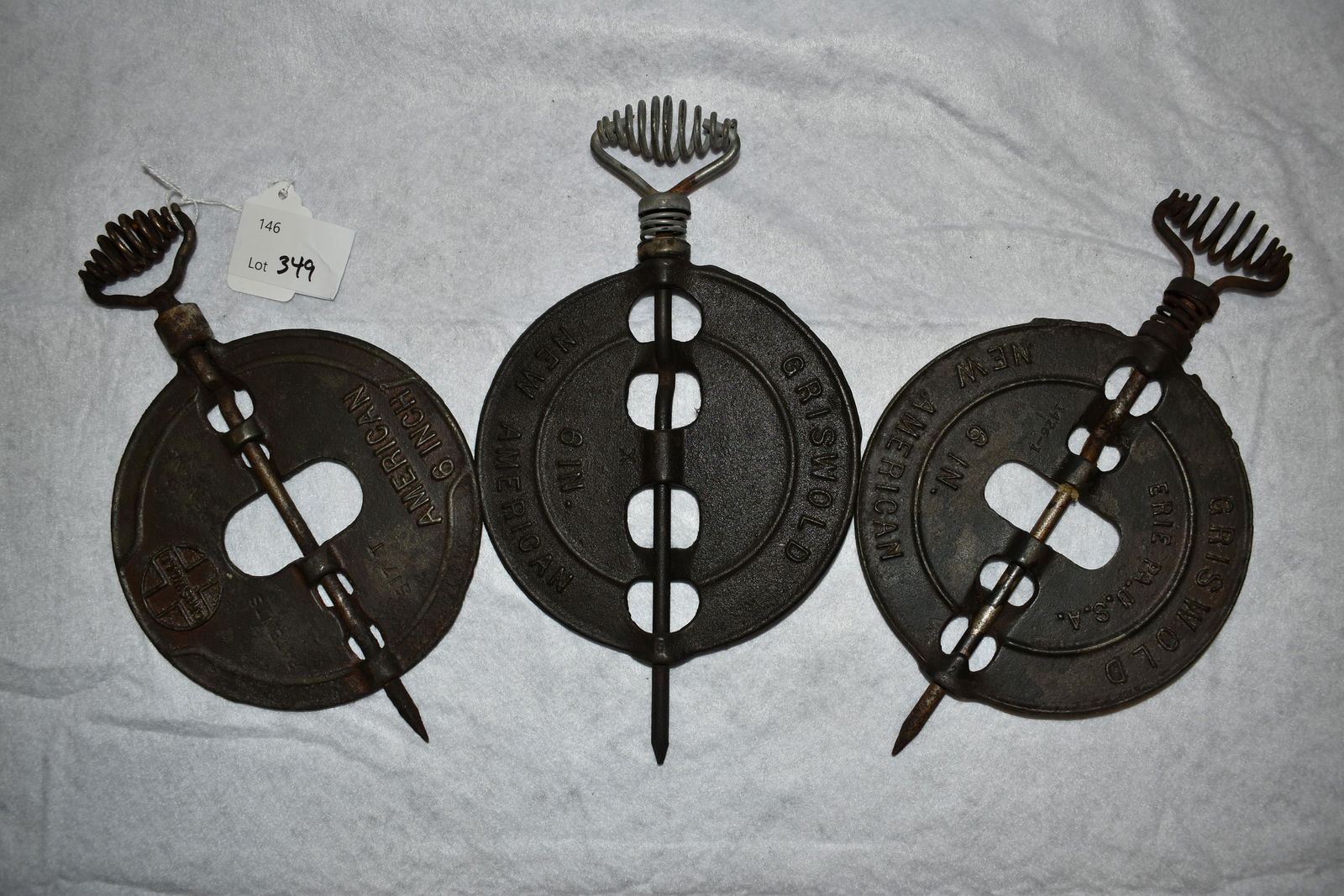 Lot of 3 Griswold Cast Iron Stove Dampers, Vintage Cast (1 of 6)