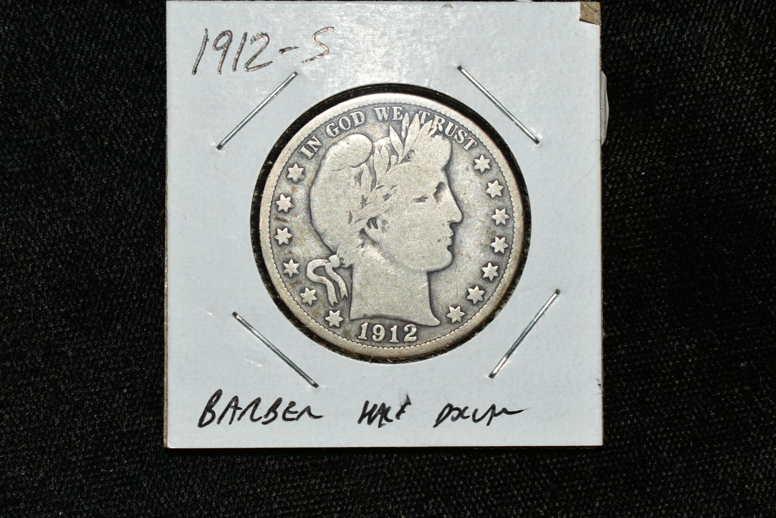 1912-S BARBER SILVER HALF DOLLAR (1 of 2)