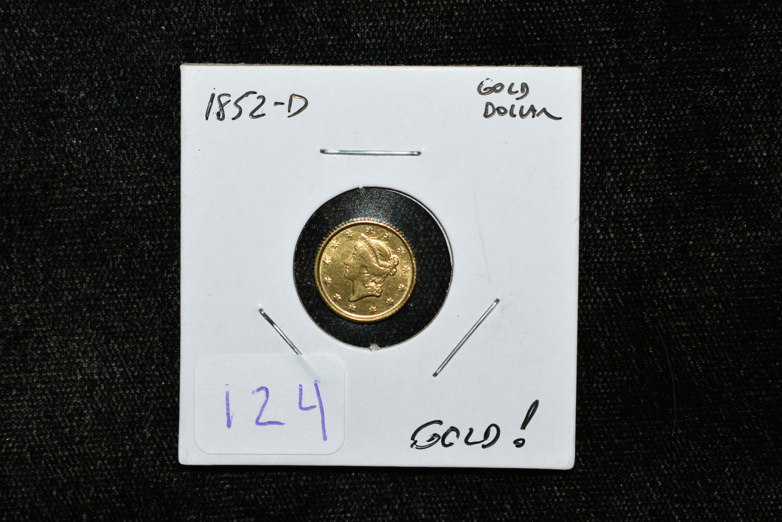 1852-D GOLD $1 US DOLLAR COIN (1 of 2)