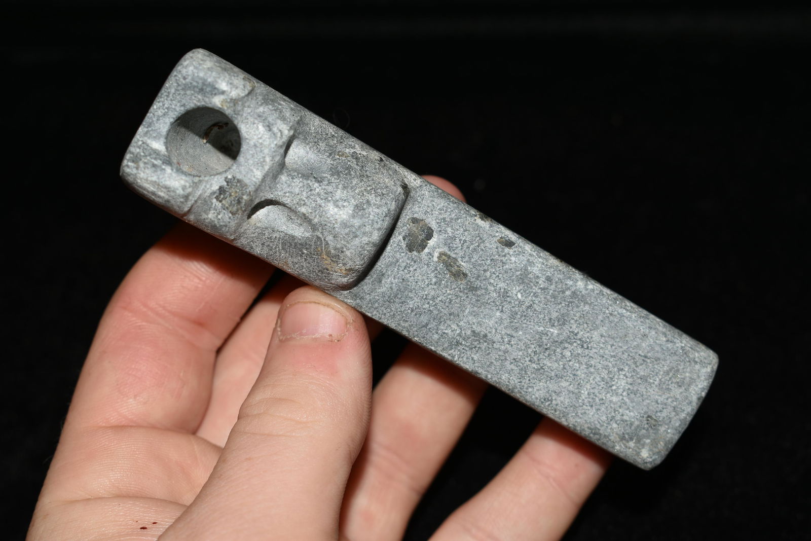 4" Reproduction Steatite Effigy Pipe: 4" Reproduction Steatite Effigy Pipe