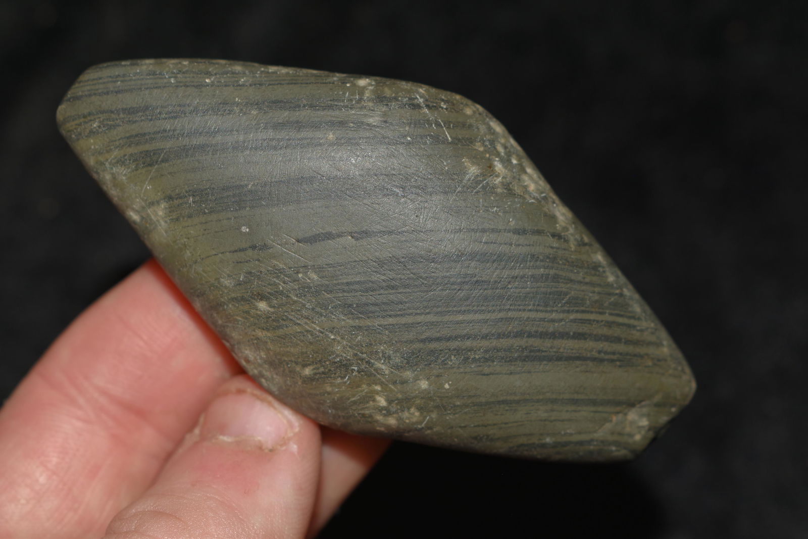 3 1/8" Slate Gorget Preform found in Posey Co., Indiana: 3 1/8" Slate Gorget Preform found in Posey Co., Indiana Authentic Native American Artifact