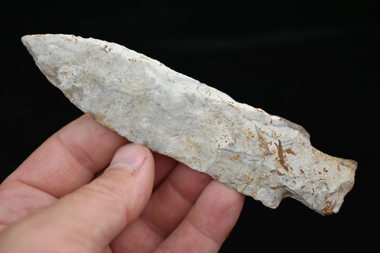 5 1/8" Etley, Huge, Burlington Chert, This collection: 5 1/8" Etley, Huge, Burlington Chert, This collection was found in Knox County Missouri near the town of Edina, Private Collection. Nearly all Creek found in the last 10 years, Authentic Native Americ