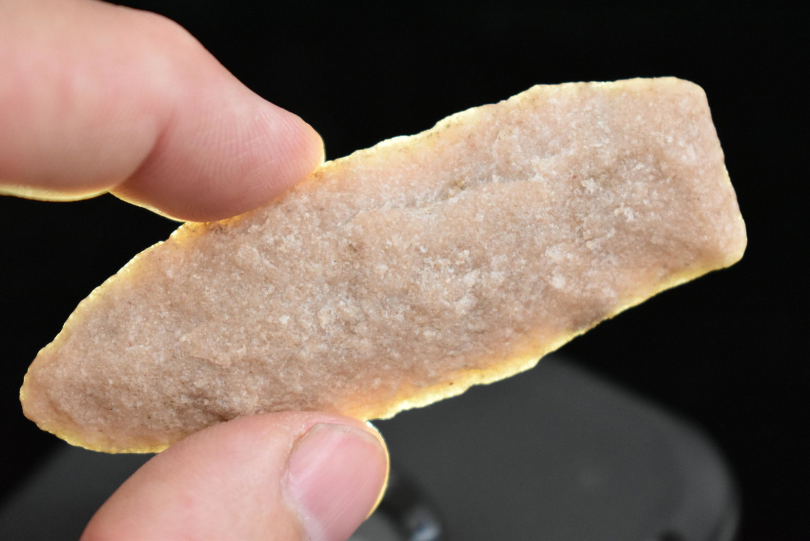 3" Paleo Point, Quartz, Ground Base, Really Pretty: 3" Paleo Point, Quartz, Ground Base, Really Pretty Neat, This collection was found near the town of Falls City Nebraska, They are nearly all manufactured out of Florence Chert, Private Collection, Aut
