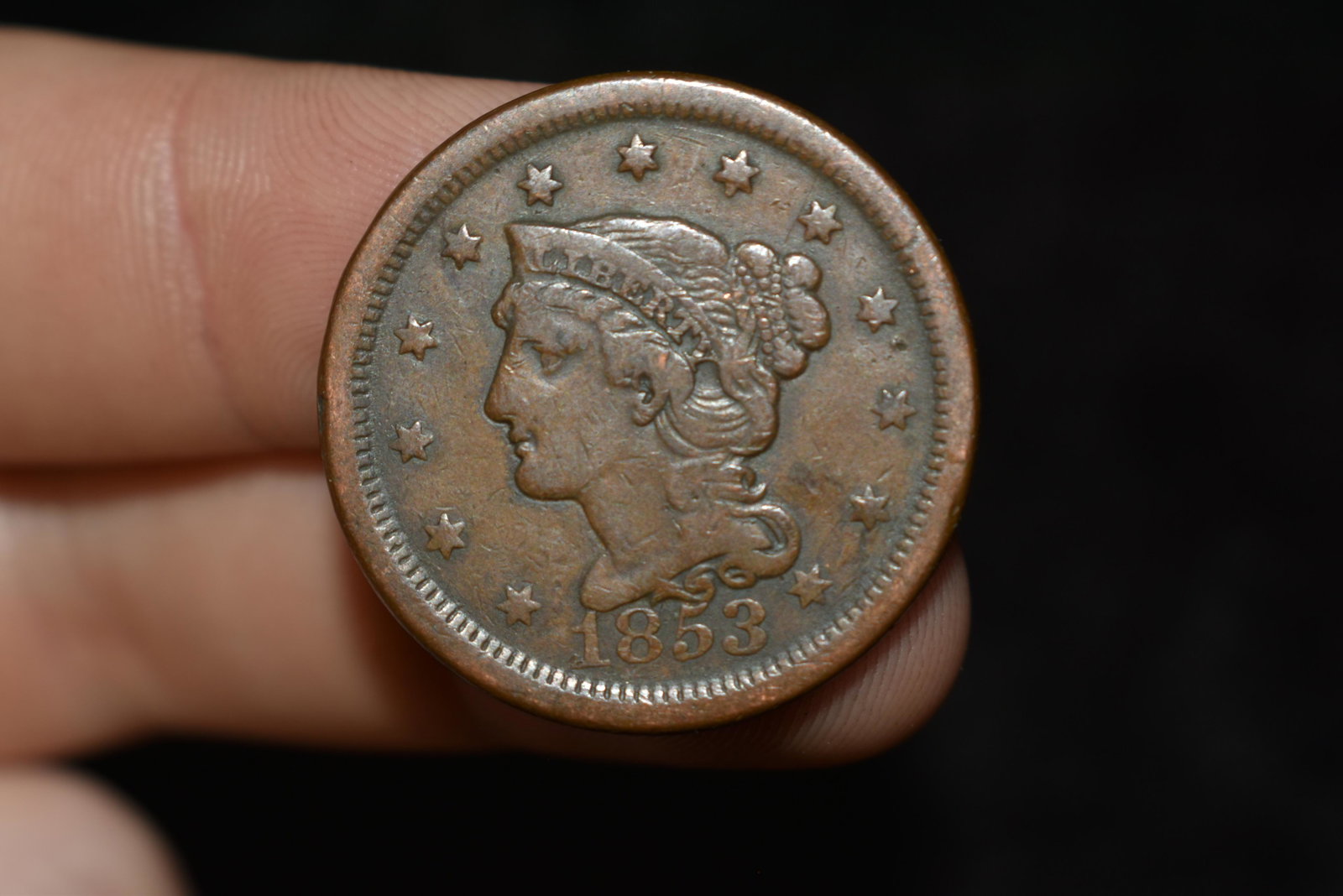 1853 LARGE CENT, EARLY US COIN, PENNY: 1853 LARGE CENT, EARLY US COIN, PENNY