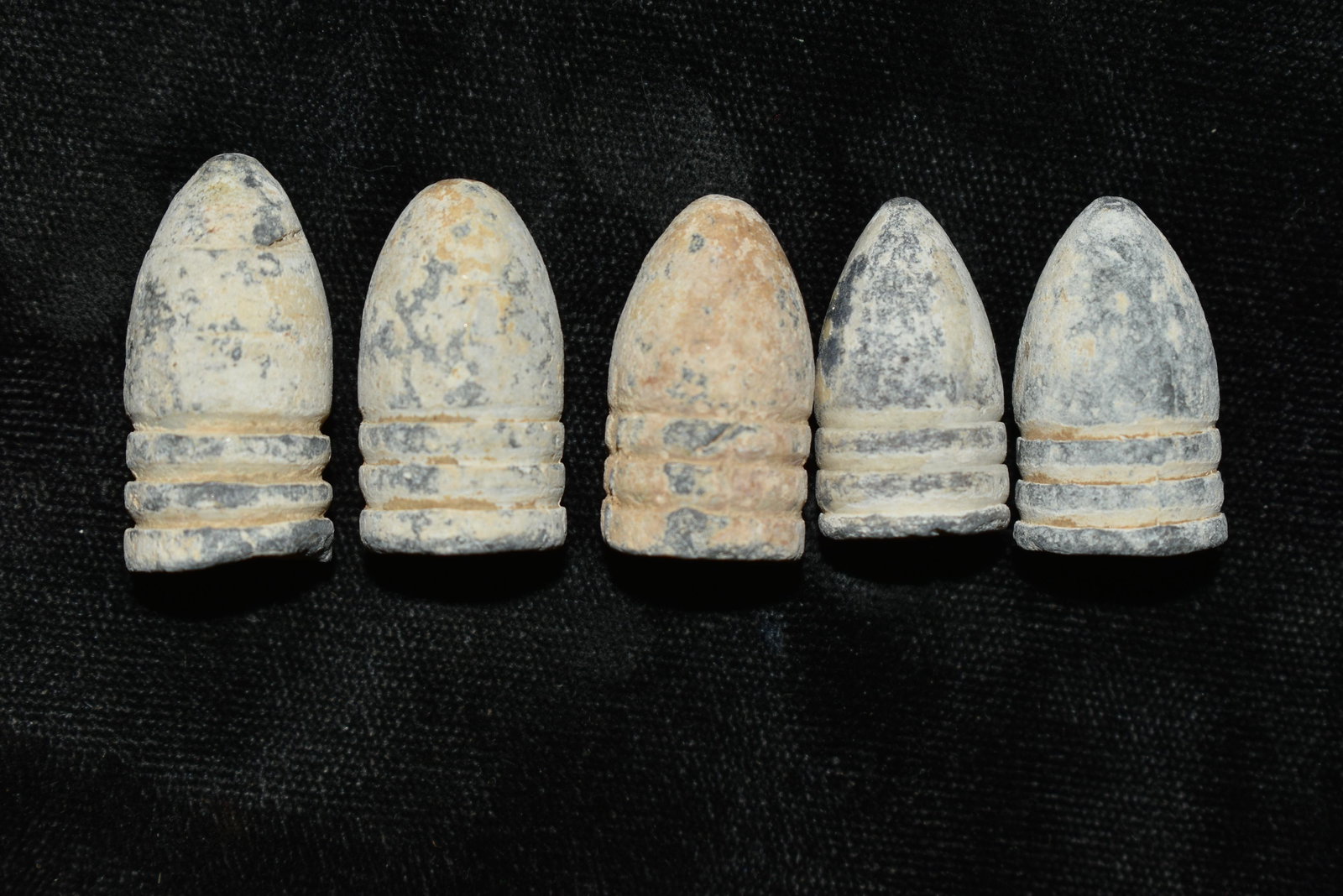 LOT OF 5 CIVIL WAR 3 RINGER MINI BALL BULLETS: LOT OF 5 CIVIL WAR 3 RINGER MINI BALL BULLETS