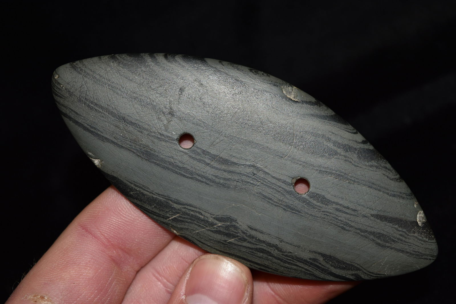 4 3/8" Gorget, Ex Root, Lorain Co, Ohio: 4 3/8" Gorget, Ex Root, Lorain Co, Ohio