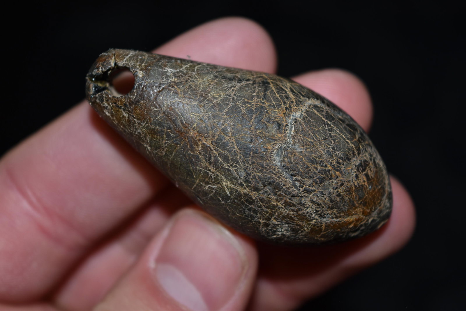 2 1/4" Hematite Plummet, Lincoln Co, Missouri: 2 1/4" Hematite Plummet, Lincoln Co, Missouri