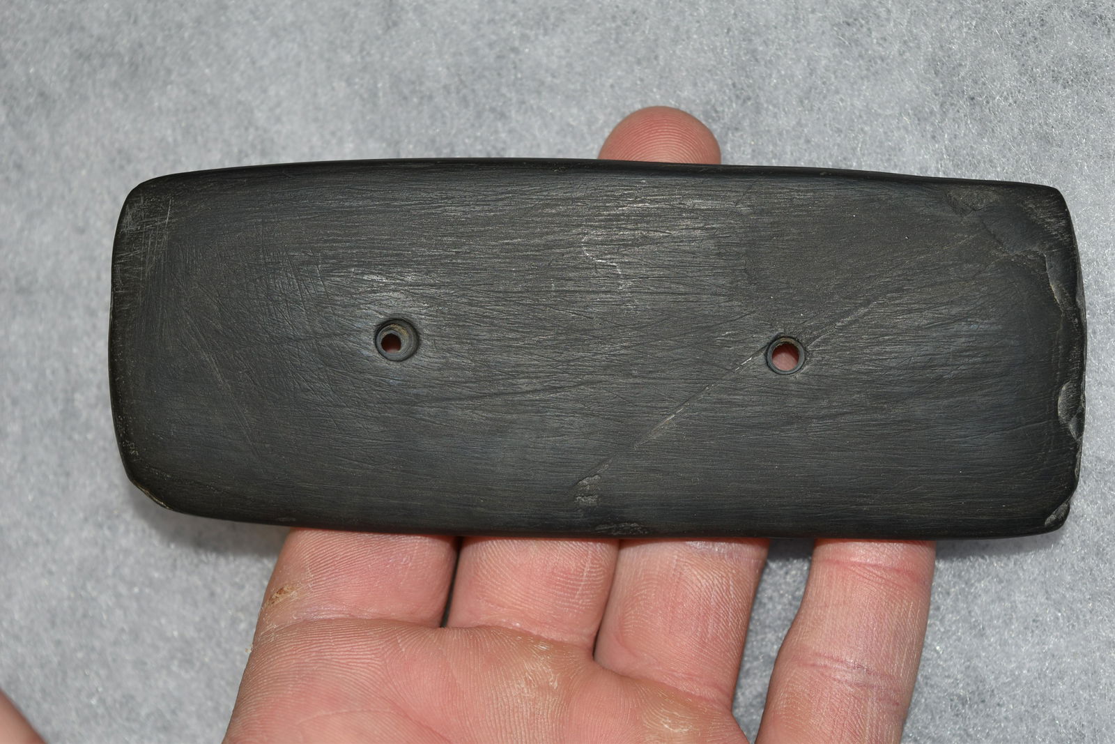 5 1/2" Adena Gorget, Meadows COA, Wyandot Co, Ohio: 5 1/2" Adena Gorget, Meadows COA, Wyandot Co, Ohio