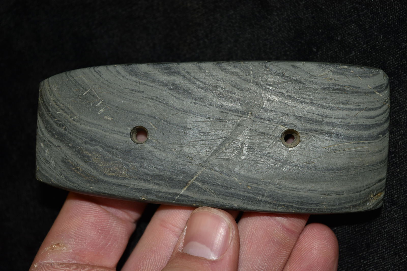 4 1/4" Gorget, Davis COA, Scioto Co, Ohio, Ex Jim Hovan: 4 1/4" Gorget, Davis COA, Scioto Co, Ohio, Ex Jim Hovan