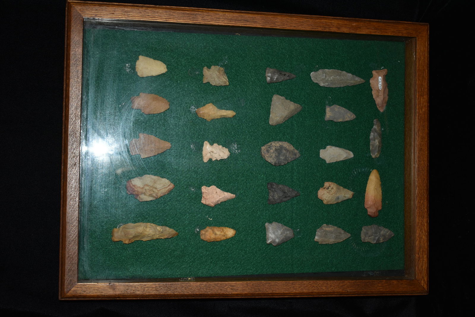 17" x 13" Frame Containing 24 Common Arrowheads (1 of 2)