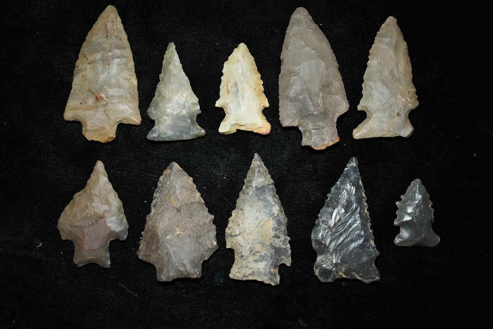 Lot of 10 Archaic and Woodland Points found in Kentucky (1 of 2)