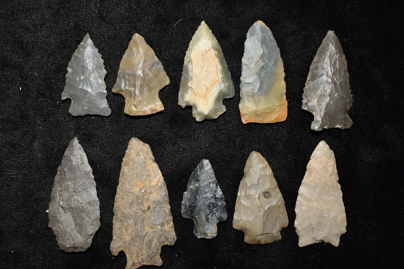 Lot of 10 Archaic and Woodland Points, Tennessee (1 of 2)