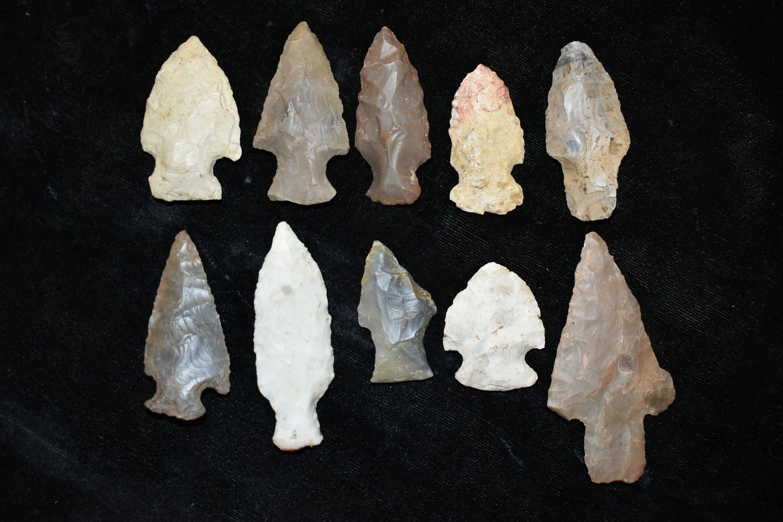 Lot of 10 Common Arrowheads found in Indiana, Kentucky (1 of 2)