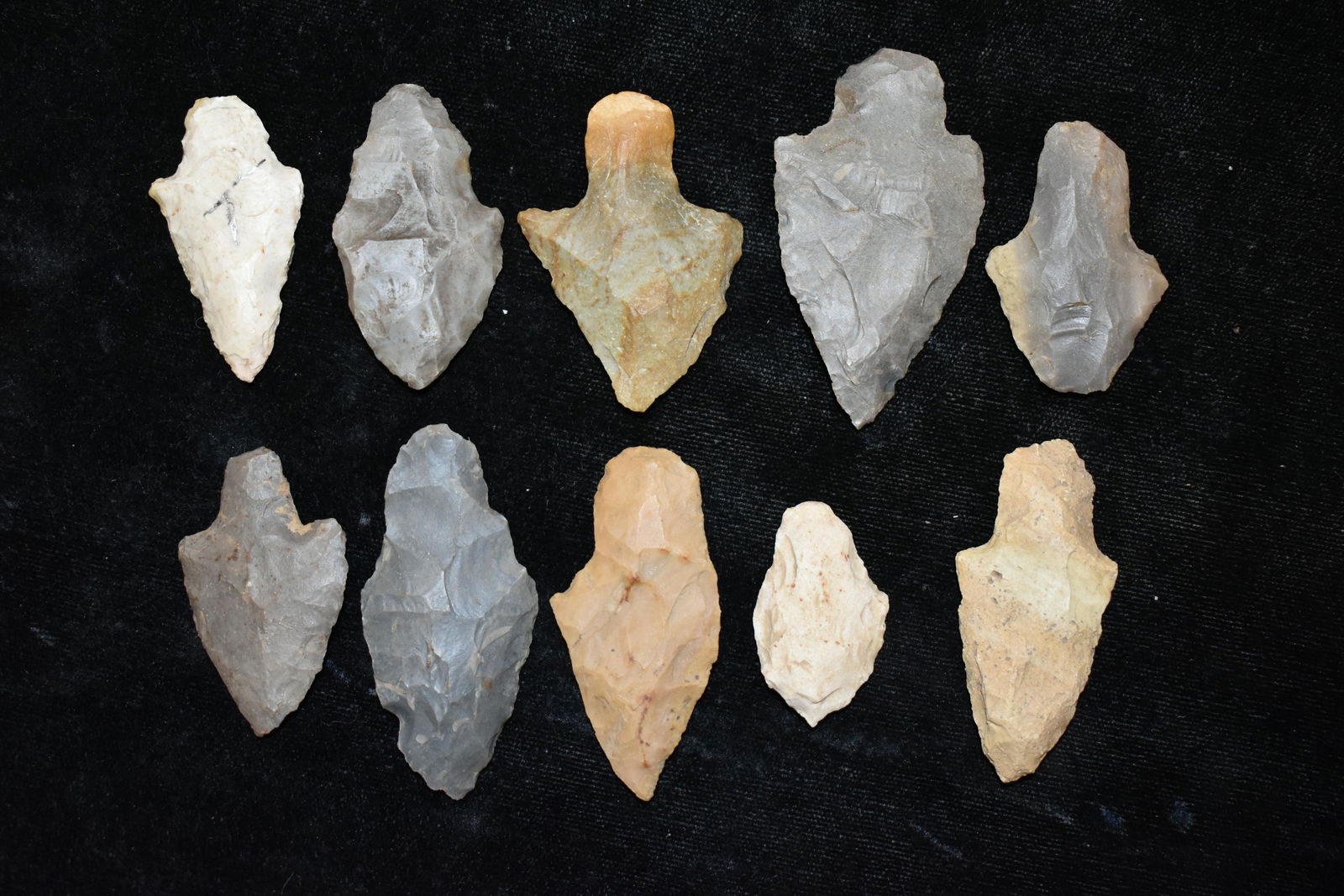 Lot of 10 Adena and Sqaure Stemmed Points found in (1 of 2)